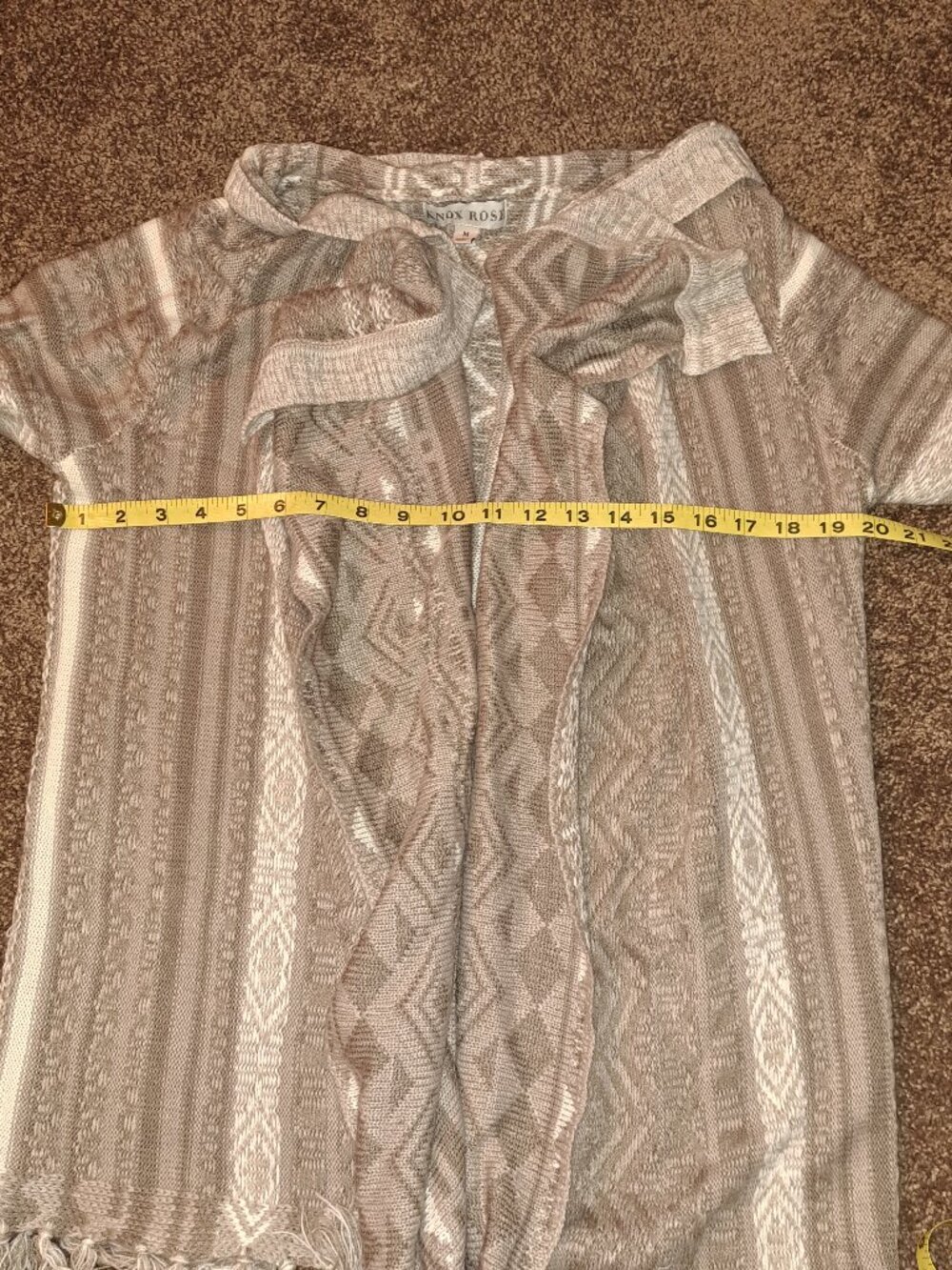 Knox Rose boho chic fringe festival southwestern aztec sweater coat jacket. - Picture 9 of 10